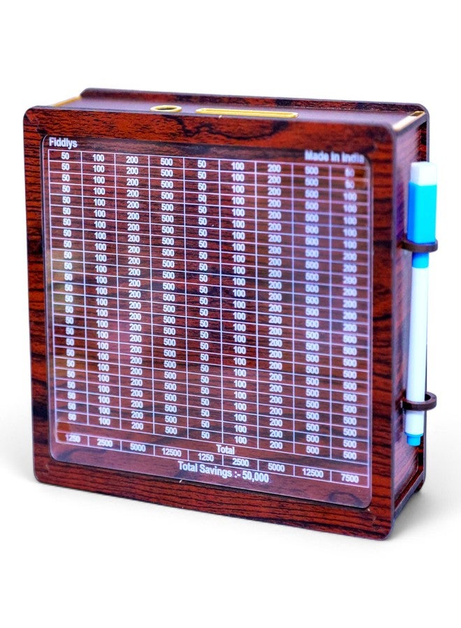 فيدلايز حصالة نقود خشبية من فيدليز للأطفال من عمر سنتين إلى ست سنوات، صندوق تحدي الادخار، صندوق نقود، هدية تعليمية للأطفال (حامل أقلام بقيمة 50,000 روبية) - Image 2